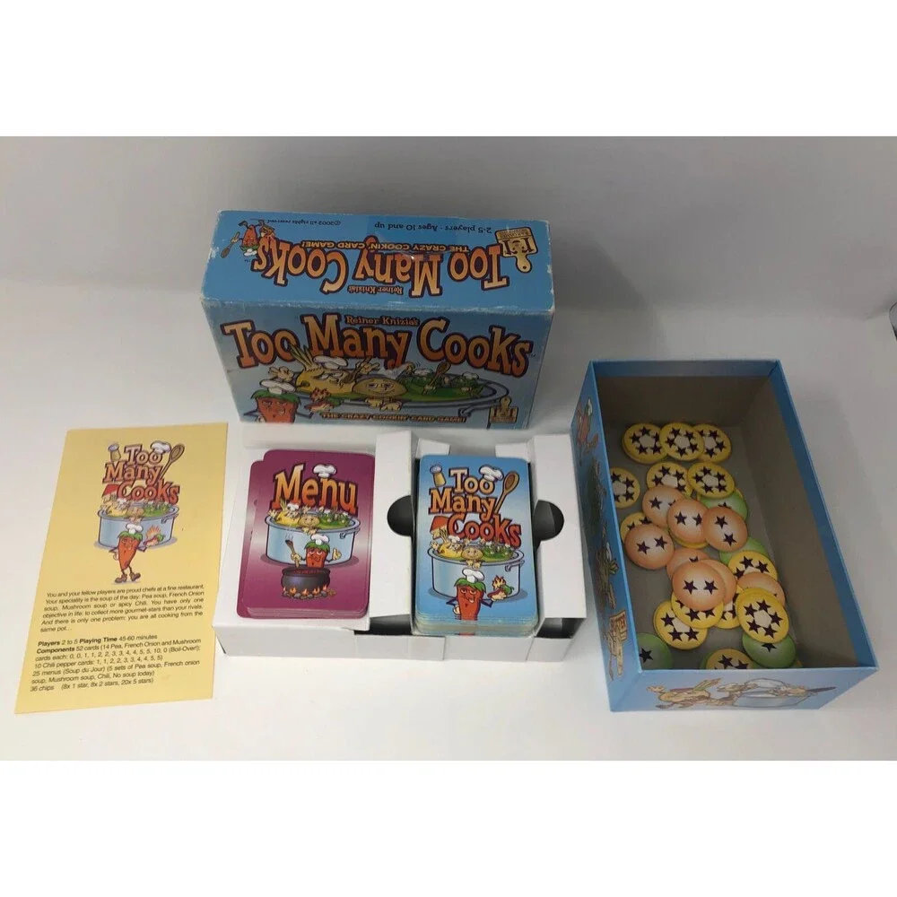 Too Many Cooks Card Game 2002 by Reiner Knizia R&R Games HTF RARE Complete